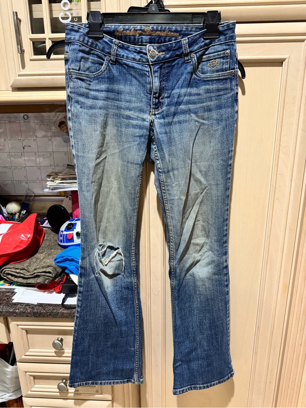 Harley-Davidson Blue Distressed Flare Jeans